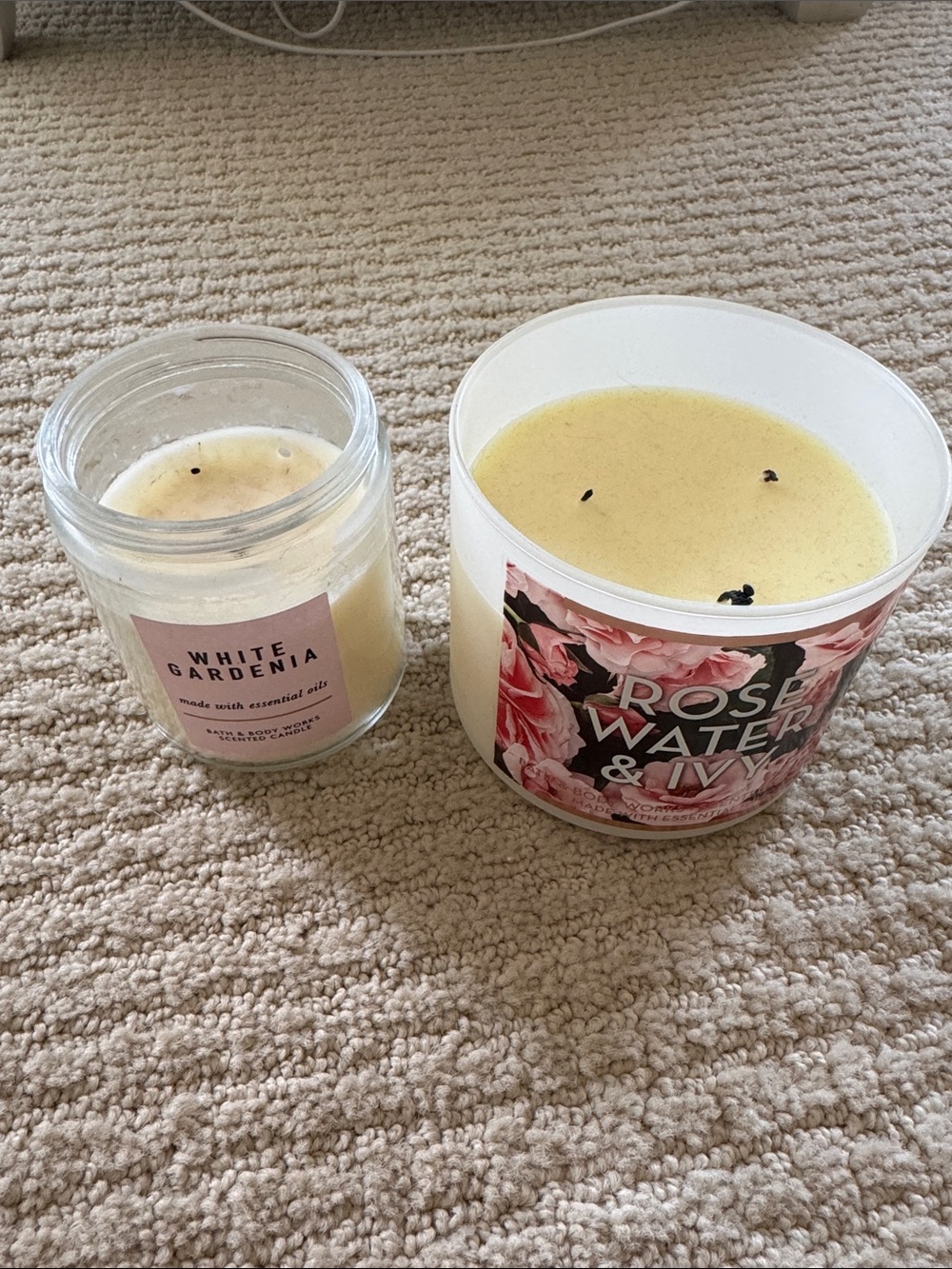Bath & Body Works White Gardenia & Rose Water & Ivy Scented Candles - Cream